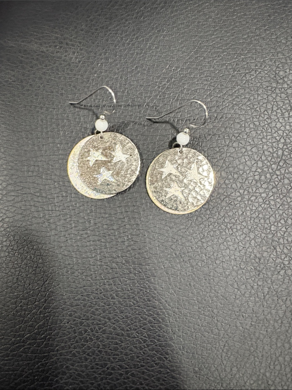 Silver Star Disc Dangle Earrings - Women Jewelry